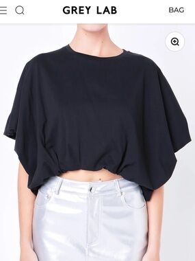 GREY LAB Black Cropped Dolman Top